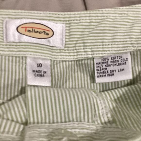 Talbots Womens Skirt Size 10 Green Seersucker Classic Preppy Cotton Summer - Picture 2 of 8